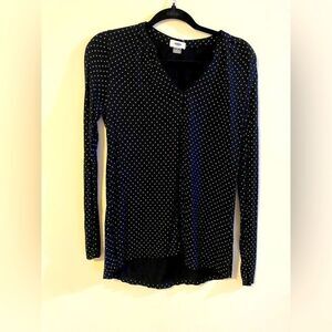 Old Navy, Black & White Dot Long Sleeve Top, Size S, EUC